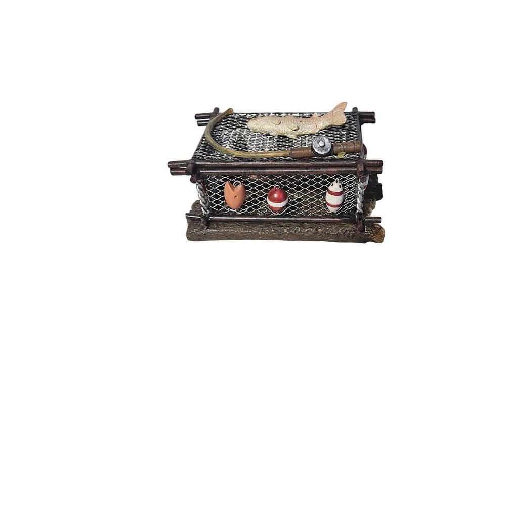 Salmon Fish Fly Rod Ceramic Pewter Business Card Holder 4 Inch X 3 Inch